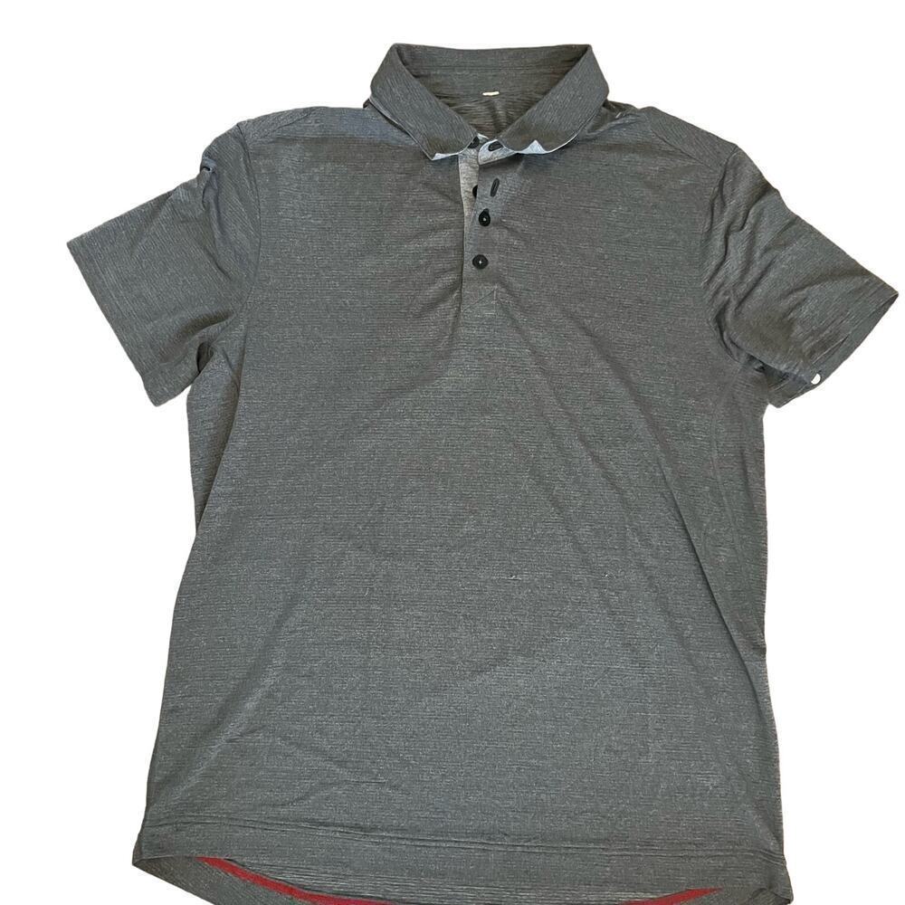 Lululemon Men's Gray Polo Shirt Size Large Golf Casual Stretch Comfort Wicking